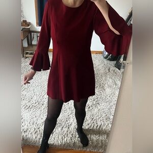 Deep red size 8 Trina Turk long-sleeved dress